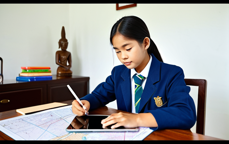 개념 맵의 기능과 활용 방안 - A Modern Thai Student Using a Concept Map App**
"A young Thai student, fully clothed in a school un...
