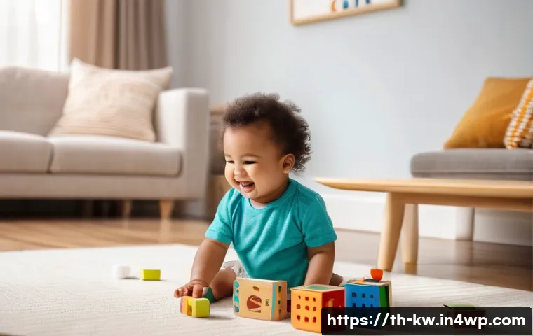 개념 맵 활용법  고객 피드백 정리 - **A toddler giggles in a brightly lit living room, wearing a clean diaper, playing with colorful woo...