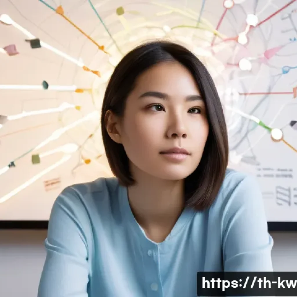 개념 맵을 통한 문제 해결 전략 - **Prompt 1: "The Clarity of Thought"**
A young woman, approximately 25 years old, with a thought...