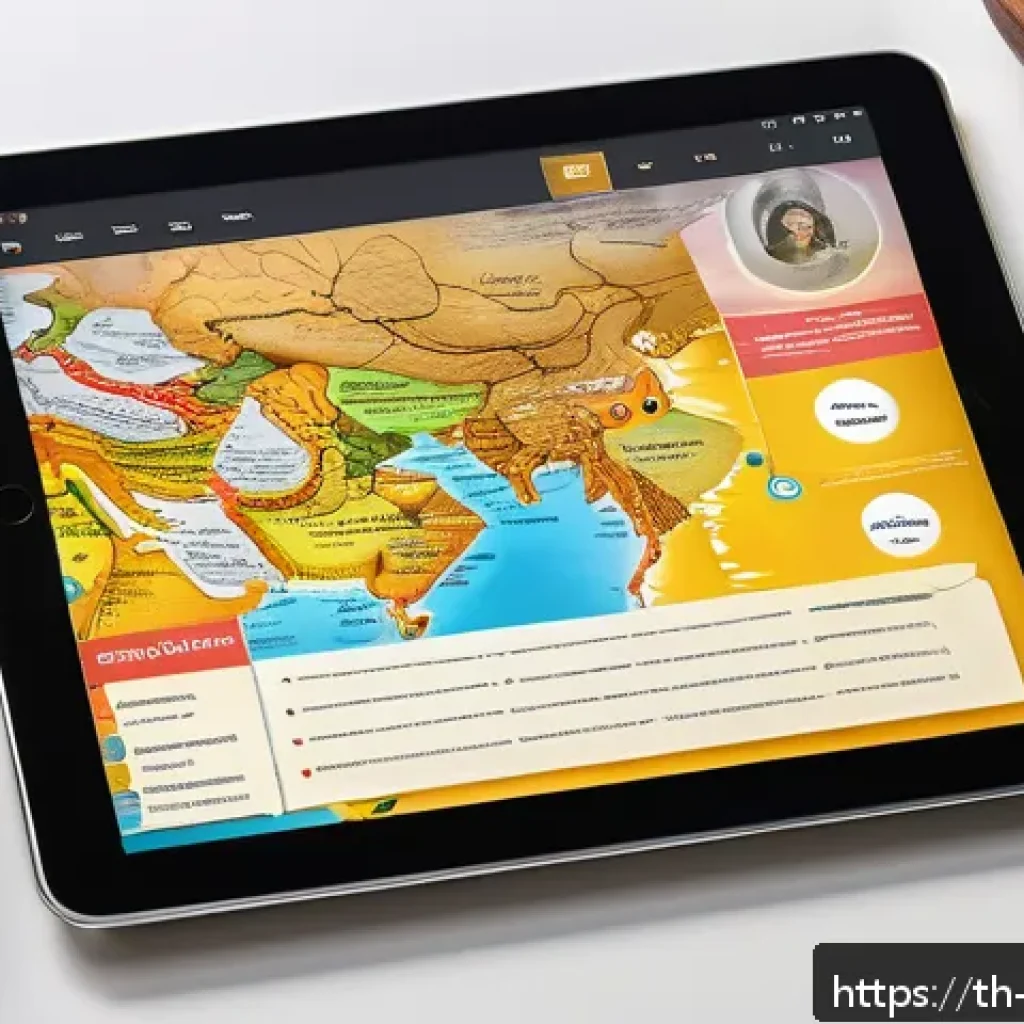 개념 맵을 통한 효과적인 의사결정 과정 - A detailed, colorful concept map displayed on a modern digital tablet screen, showing a clear hierar...