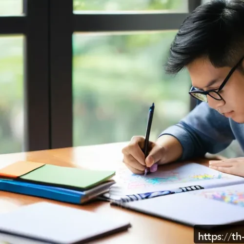 Home 30 개념 맵의 포맷 인쇄 vs 디지털 - A cozy workspace scene showing a young Thai professional thoughtfully drawing a mind map by hand on ...