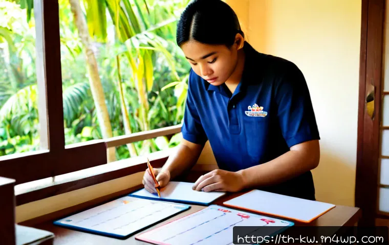 개념 맵을 통한 심화 학습 기법 - Photorealistic Thai university student at a tidy wooden study desk, arranging colorful blank concept...