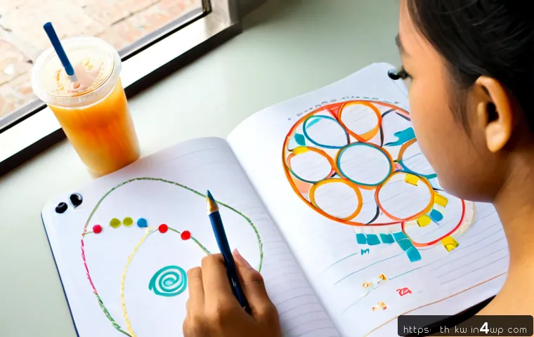Home 17 개념 맵 작성의 기초 초보자 가이드 - Photorealistic overhead view of a Thai university student creating a beginner concept map on a blank...